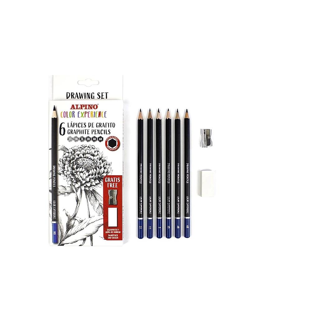 SET LAPICES GRAFITOS ALPINO  6 GRADUACIONES + SACAPUNTA Y GOMA   1