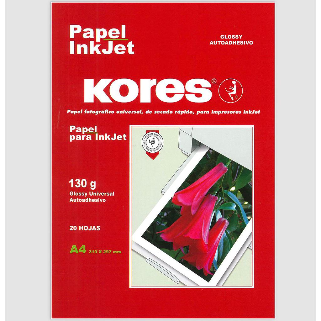 PAPEL FOTOGRAFICO AUTOADHESIVO INKJET KORES 130 Grs 20 Hjs A4 1