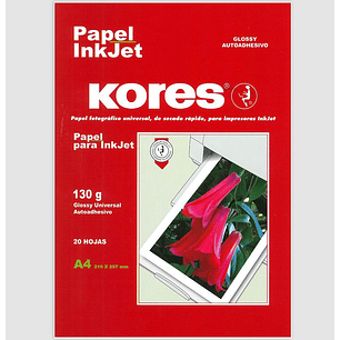 PAPEL FOTOGRAFICO AUTOADHESIVO INKJET KORES 130 Grs 20 Hjs A4