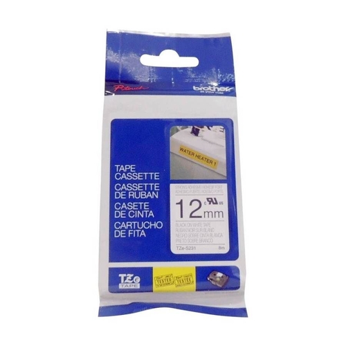 CINTA ROTULADORA BROTHER TZE-S231 (12mm x 8 M) NEGRO SOBRE BLANCO 1