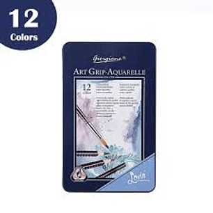 LAPICES DE COLORES GIORGIONE ACUARELABLES 12 COLORES + PINCEL CAJA METALICA