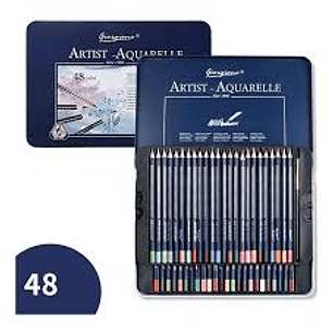 LAPICES DE COLORES GIORGIONE ACUARELABLES 48 COLORES + PINCEL CAJA METALICA