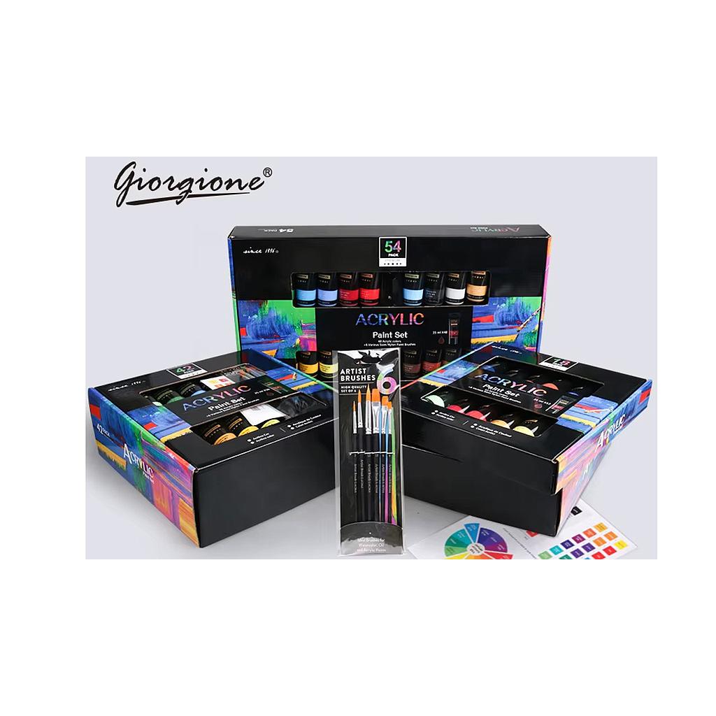 SET PINTURA ACRILICA GIORGIONE 24 COLORES 35ML+ PINCELES (AC-35-24) 1