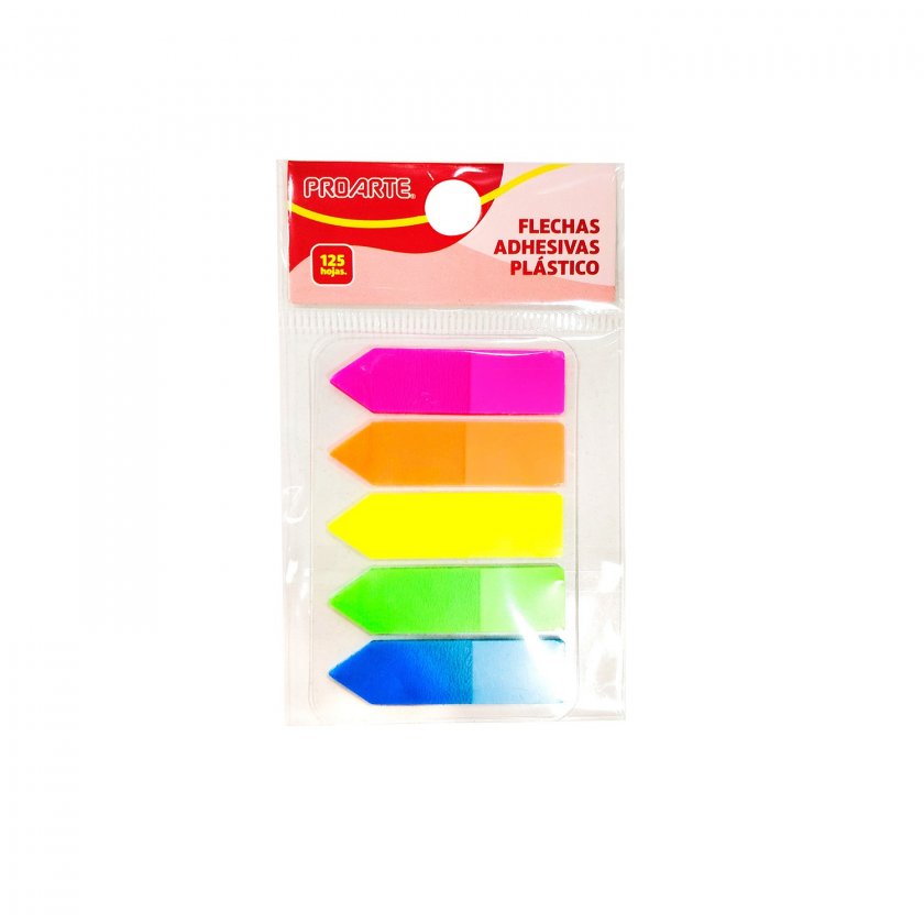 BANDERITA PROARTE PLASTICAS FLECHA 12X45MM 5 COLORES 125 HJS. 1