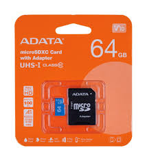 TARJETA DE MEMORIA ADATA MICRO SD 64GB V10 100MB/S UHS-I C/ADAPTADOR 1