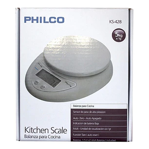 BALANZA DIGITAL PHILCO KS-428 PARA COCINA 5KG/1G