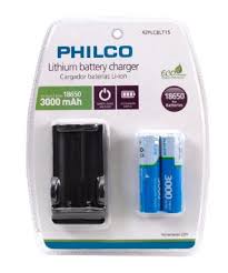 CARGADOR  DE PILAS PHILCO INCLUYE PILAS  3000mAh PRECARGADAS 18650 1