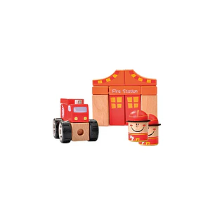 JUEGO ENCAJE DE MADERA ESTACION DE BOMBERO +18M DACTIC