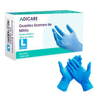 CAJA GUANTES NITRILO AZUL S/POLVO L 100 UNID. ADIOFFICE