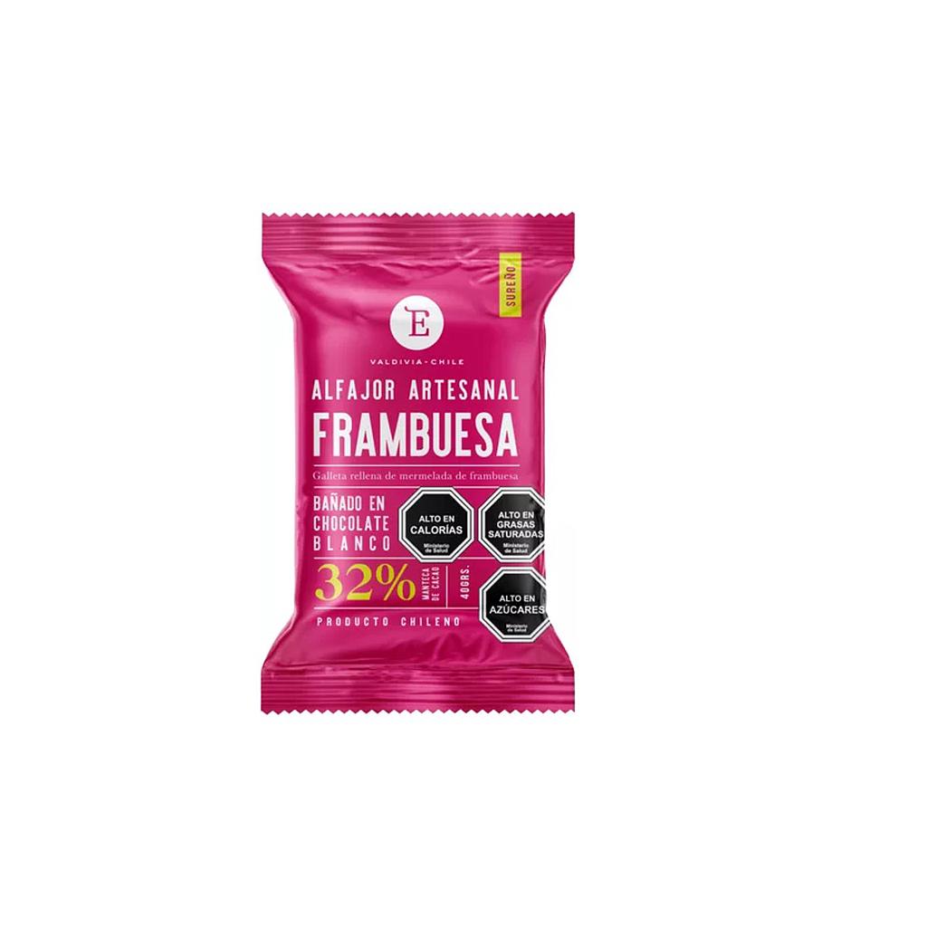 ALFAJOR ARTESANAL ENTRELAGOS CHOCOLATE BLANCO 32% FRAMBUESA UNID. 1