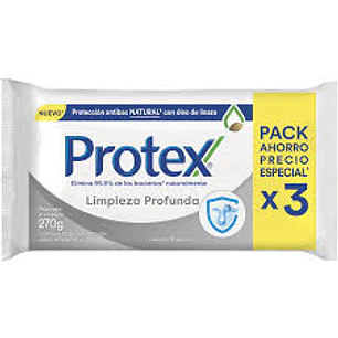 JABON ANTIBACTERIAL PROTEX LIMPIEZA PROFUNDA 3X90GRS.