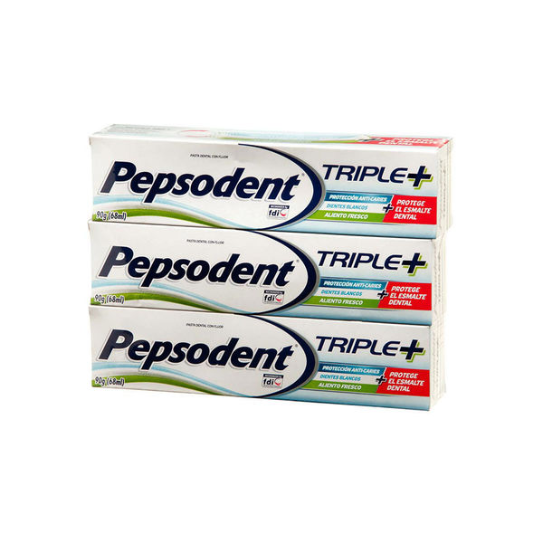 PACK PASTA DENTAL PEPSODENT TRIPLE+ 3X90GRS. 1