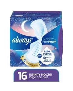 TOALLA FEMENINA ALWAYS INFINITY NOCHE FLEX FOAM X 16 UND. 1