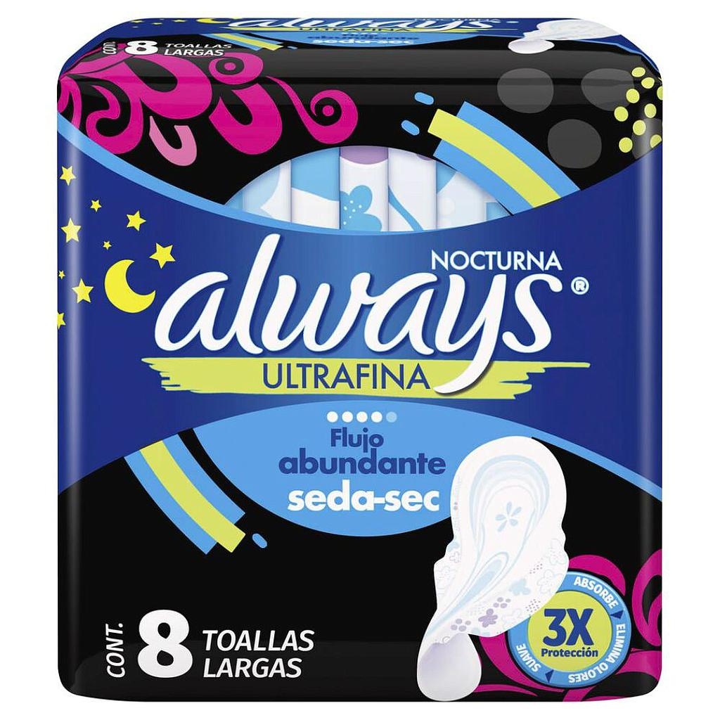 TOALLA FEMENINA ALWAYS NOCTURNA ULTRA SECA C/ALAS X 6+2 UND. 1
