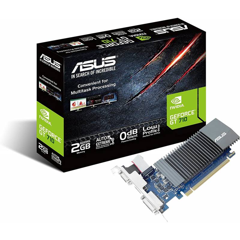 TARJETA DE VIDEO ASUS GEFORCE GT710-SL-2GB DDR3 PCI-E 2.0 DIRECTX 12 VGA/HDMI/DVI-D 1