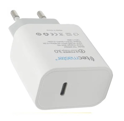CARGADOR DE CELULAR TECMASTER CARGA RAPIDA TIPO C TM-200524 CON CABLE USB-C 1