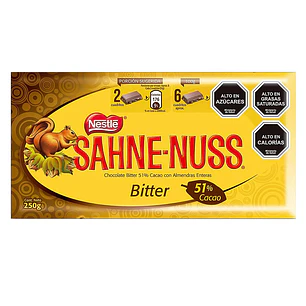 CHOCOLATE SAHNE NUSS BITTER 51%CACAO 250 GRS.