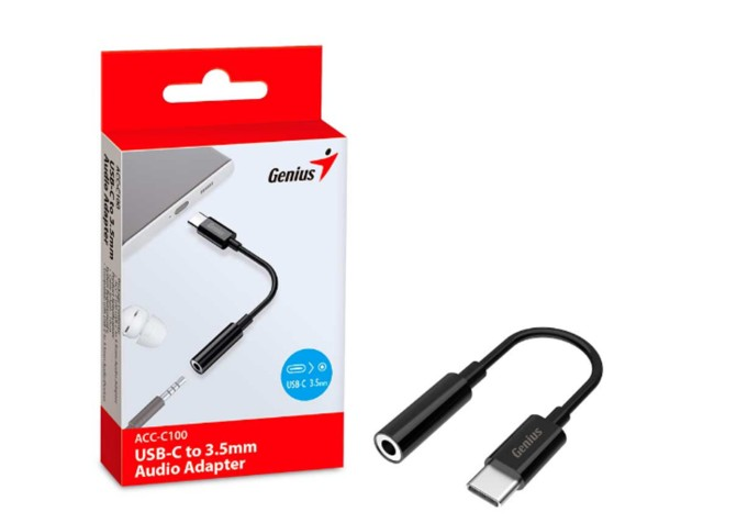 ADAPTADOR GENIUS TIPO C A AUX 3.5MM ACC-C100  NEGRO 1