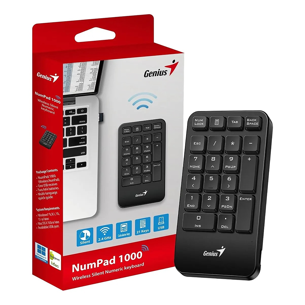TECLADO NUMERICO INALAMCRICO GENIUS NUMPAD 1000 NEGRO 1