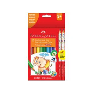 LAPICES DE COLORES FABER 12 COLORES TRIANGULAR JUMBO MAS 2 GRAFITOS