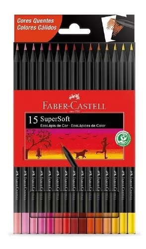 LAPICES DE COLORES FABER 15 COLORES SUPERSOFT CALIDOS 1