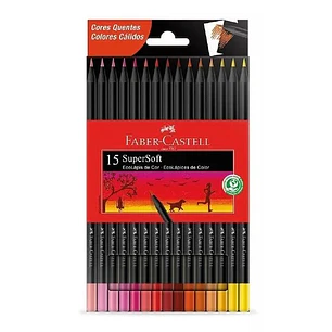 LAPICES DE COLORES FABER 15 COLORES SUPERSOFT CALIDOS