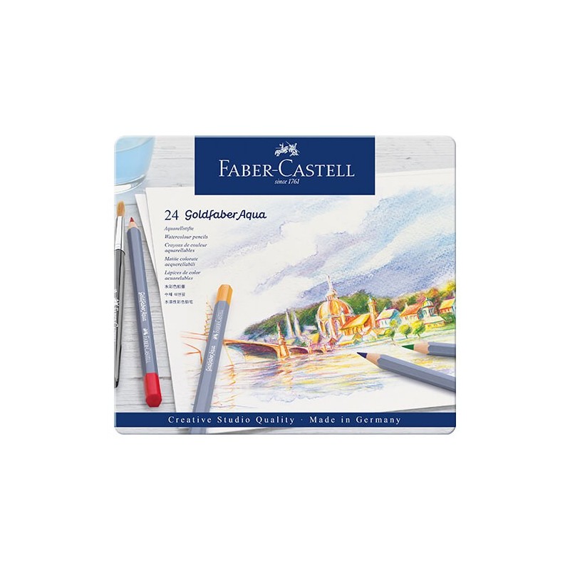 LAPICES DE COLORES GOLDFABER ACUARELABLES CAJA METALICA 24 COLORES 1