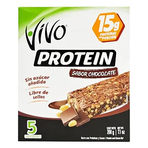 CAJA BARRA PROTEIN CHOCOLATE VIVO 5UNID. 15GR.