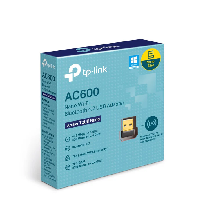 ADAPTADOR INALAMBRICO USB + BLUETOOTH 4.2 TP-LINK T2UB NANO AC600 DUAL BAND 1