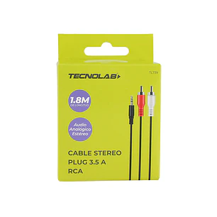 CABLE AUX 3.5MM A 2RCA TECNOLAB 1.8MTS TL739