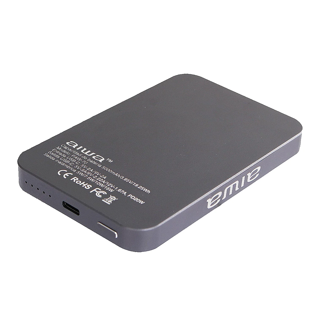POWERBANK 5.000 MAH AIWA PORTATIL MAGNETICA PAW-70 1