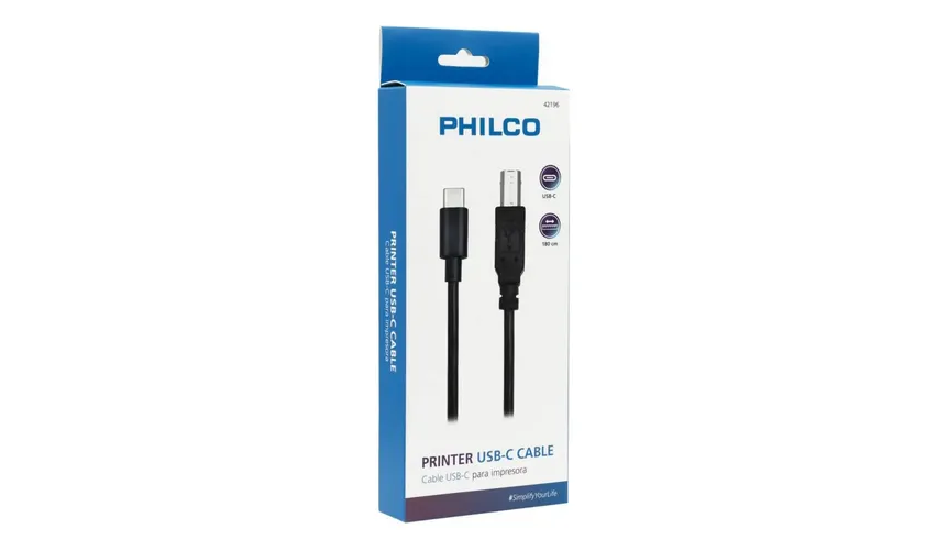 CABLE PHILCO USB-C A IMPRESORA 1.8 MTS 29USB42196 2