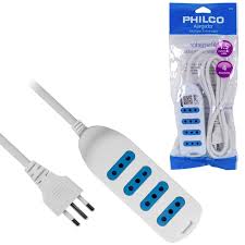 ALARGADOR MULTIPLE PHILCO CON SWITCH 6 POS. BLANCO XT-30  3 MTS 1