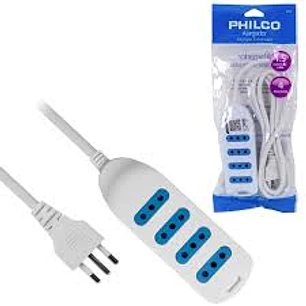 ALARGADOR MULTIPLE PHILCO CON SWITCH 6 POS. BLANCO XT-30  3 MTS