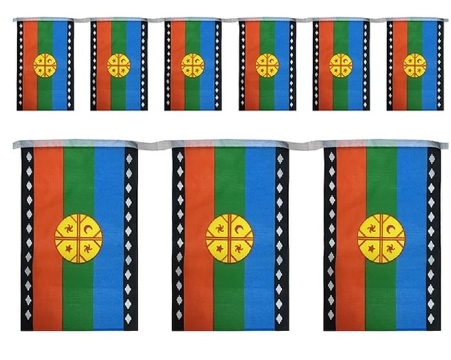 GUIRNALDA DE TELA GLAM BANDERAS MAPUCHE 1 UND. 3 MTS. 1