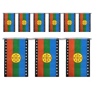 GUIRNALDA DE TELA GLAM BANDERAS MAPUCHE 1 UND. 3 MTS.