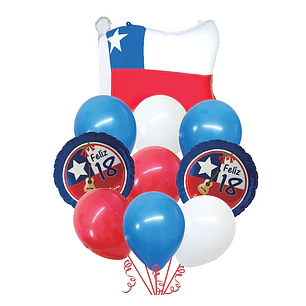 SET GLOBOS MIX BANDERA GLAM FELIZ 18 X 10 UND.