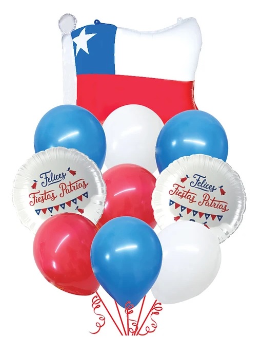 SET GLOBOS MIX BANDERA GLAM FIESTAS PATRIAS COPIHUE X 10 UND. 1
