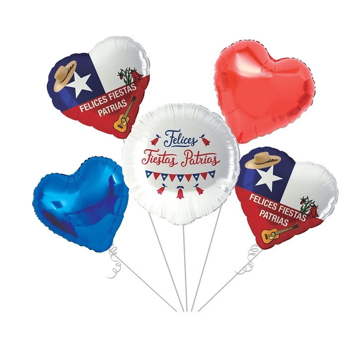 SET GLOBOS FOIL GLAM FIESTAS PATRIAS X 5 UND. 1