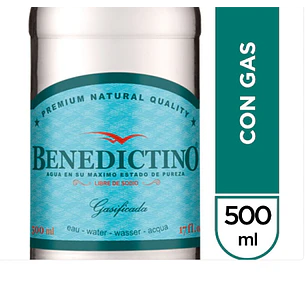 AGUA PURIFICADA BENEDICTINO C/GAS 500 CC