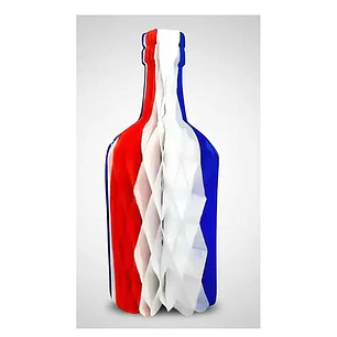 DECORACION FIESTAS PATRIAS BOTELLA TRICOLOR GLAM 50CMS. 1UNID.