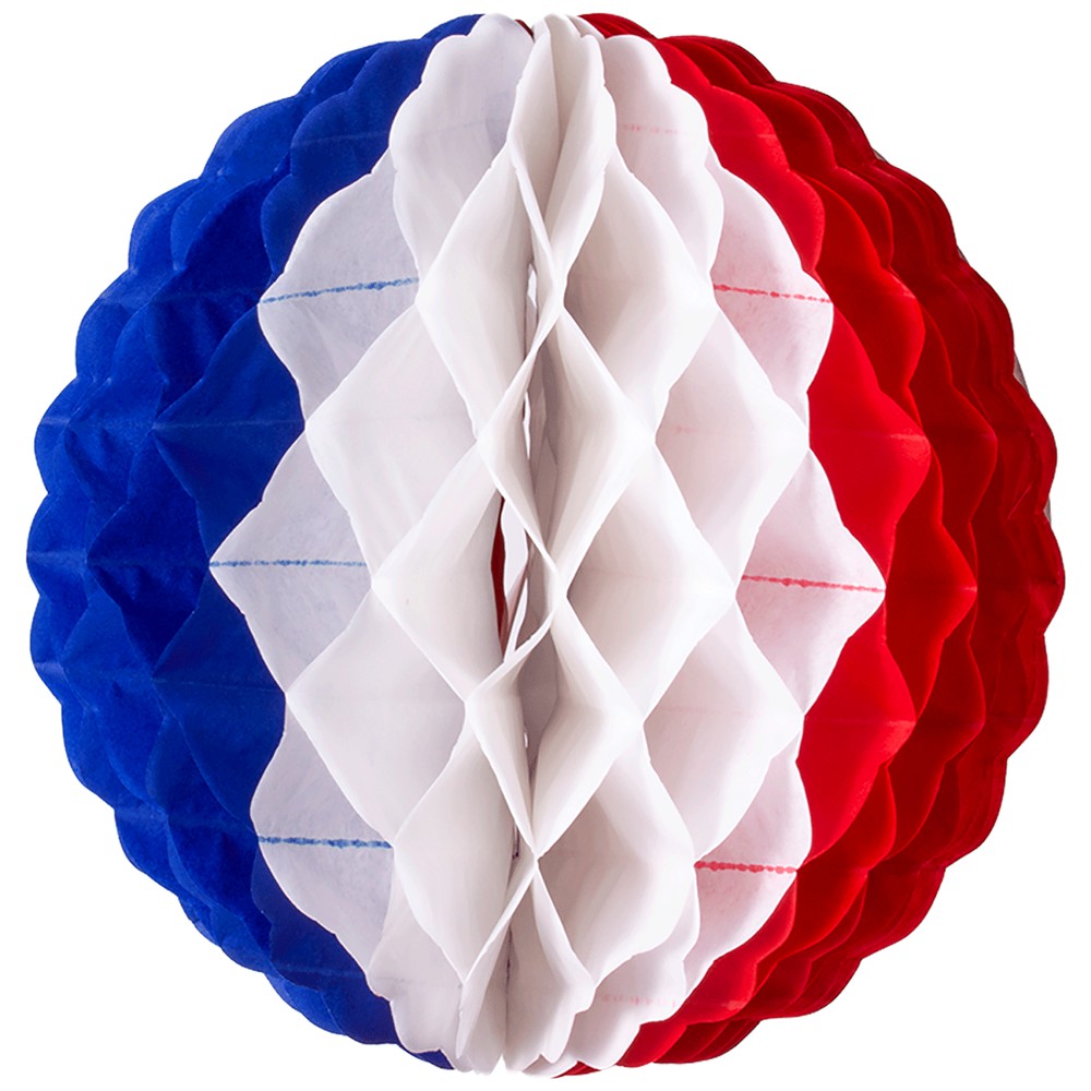 DECORACION FIESTAS PATRIAS ESFERA COLMENA TRICOLOR GLAM 30 CMS.1 UND. 1