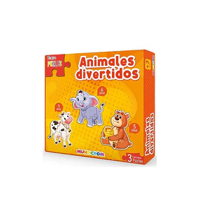 PUZZLE PEQUE ANIMALES DIVERTIDOS MUNDICROM 3 PUZZLES +3a (4-5-6 PZAS.)