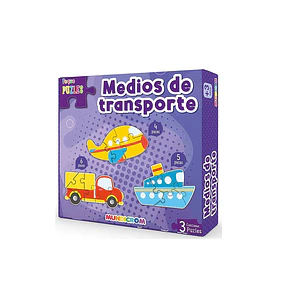 PUZZLE PEQUE MEDIOS DE TRANSPORTE MUNDICROM 3 PUZZLES +3a. (4-5-6 PZAS.)