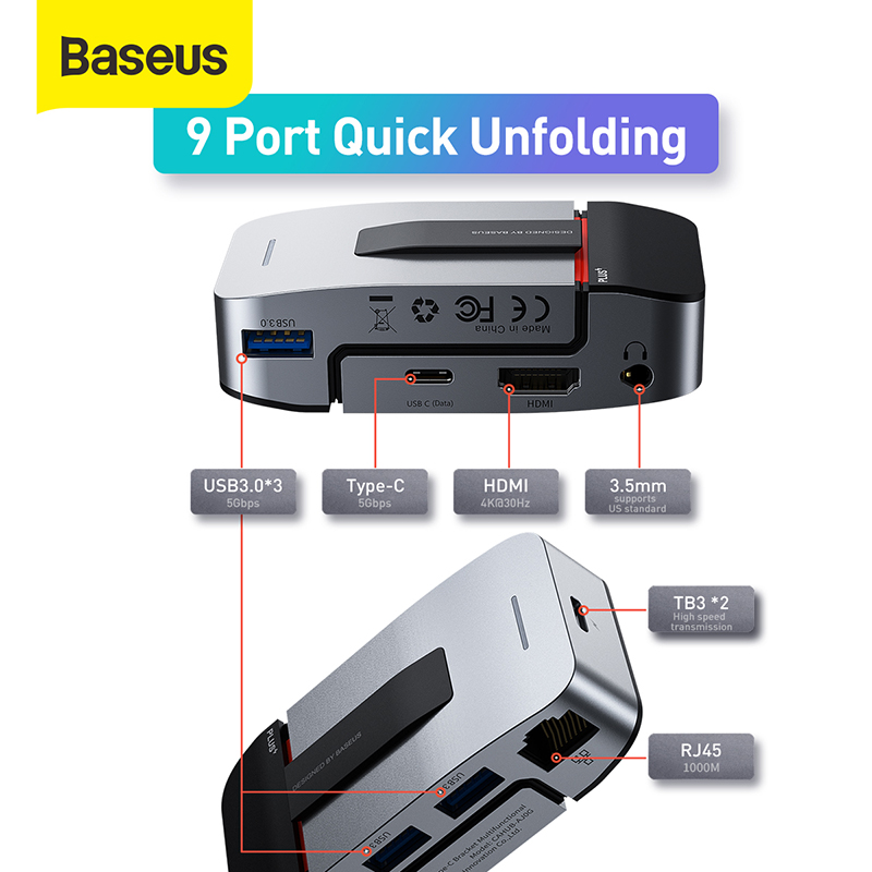 HUB USB C BASEUS ARMOR AGE MULTIFUNCIONAL GRIS OSCURO 1
