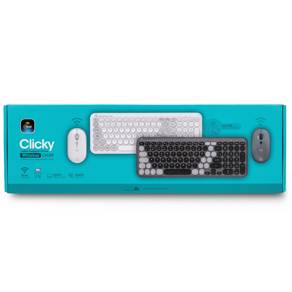 KIT TECLADO Y MOUSE MLAB INALAMBRICO DUAL BT C90BT GRIS 1
