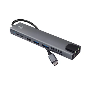 HUB USB-C 8 EN 1 MICROLAB TIPO-C A HMDI/PD100W/RJ45/1USB3.0/2.0/MICRO SD/SD