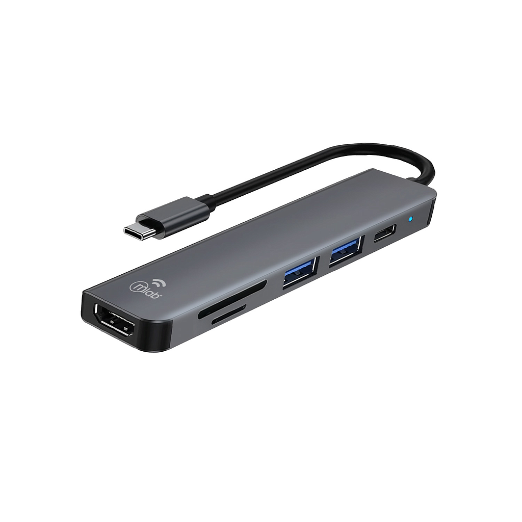 HUB USB-C 6 EN 1 MICROLAB TIPO-C A HDMI/1PD100W/1USB3.0/MICRO SD/SD  1