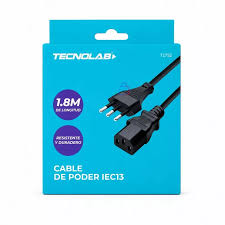 CABLE DE PODER TECNOLAB 1.8 MTS. TL752 IEC13 1