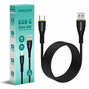 CABLE DE SILICONA PHILCO USB 2.0 A TIPO C / 1.2 MTS FLC2608CB NEGRO